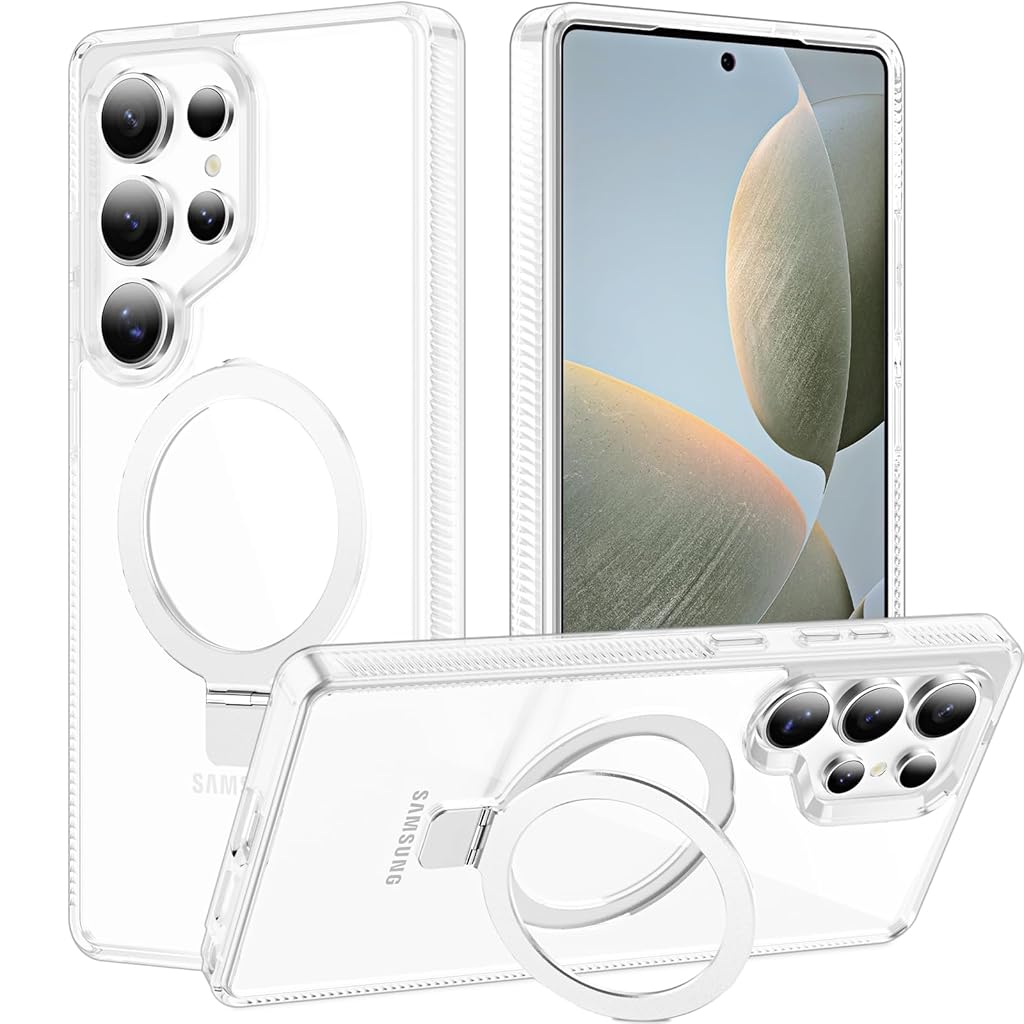 ZORBES® Compatible with Samsung Galaxy Clear Phone Case for Samsung Galaxy S25 Ultra 2 in 1 TPU Bumper Case with Folding Magnetic Ring Grip Phone Stand Support Wireless Charging ZORBES® Compatible with Samsung Galaxy Clear Phone Case for Samsung Galaxy S25 Ultra 2 in 1 TPU Bumper Case with Folding Magnetic Ring Grip Phone Stand Support Wireless Charging